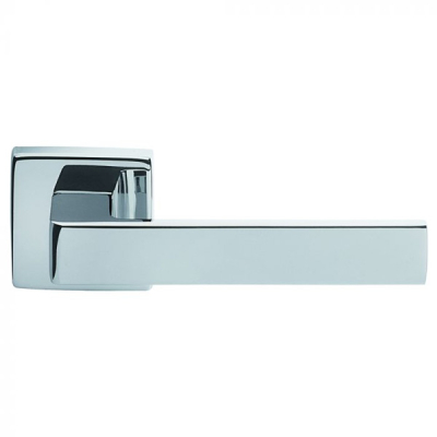 Techna Lever Handle on Square Rose Set - Polished Chrome