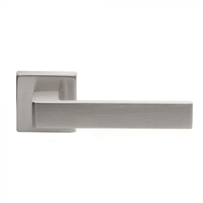 Techna Lever Handle on Square Rose Set - Satin Chrome