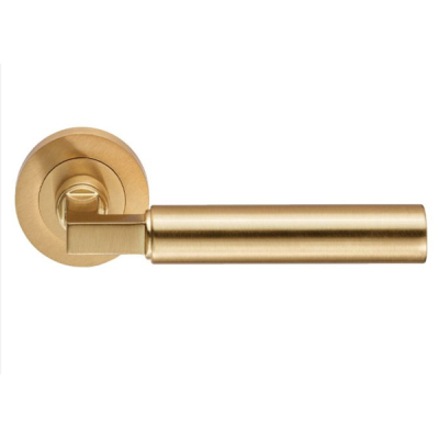Amiata Lever Handle on Rose Set - Satin Brass