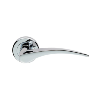 Olivier Lever Handle on Rose Set - Polished Chrome