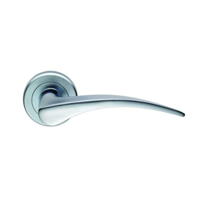 Olivier Lever Handle on Rose Set - Satin Chrome