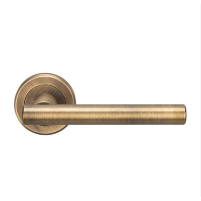Philadelphia Lever Handle on Rose Set - Antique Brass