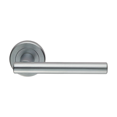Philadelphia Lever Handle on Rose Set - Satin Chrome