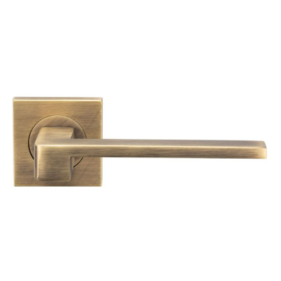 Equi Lever Handle on Square Rose Set - Antique Brass