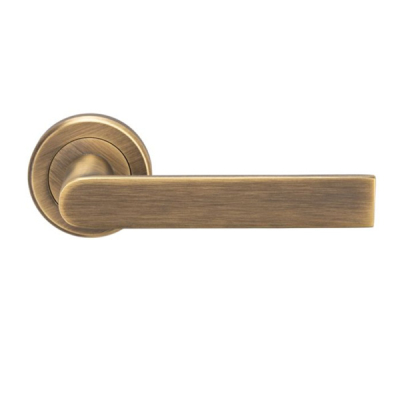 Edge Lever Handle on Rose Set - Antique Brass