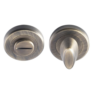 Round Bathroom Thumbturn & Release - Antique Brass