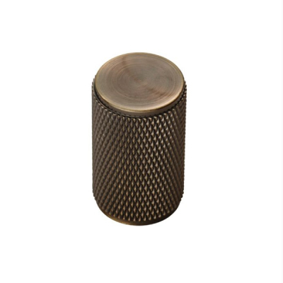 Knurled Cupboard Knob 18mm - Antique Brass