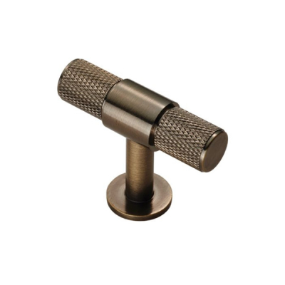 Knurled T-Bar Knob 50mm - Antique Brass