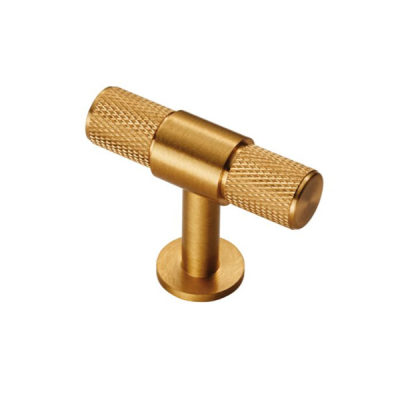 Knurled T-Bar Knob 50mm - Satin Brass