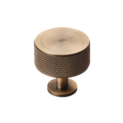 Knurled Cupboard Knob 35mm - Antique Brass