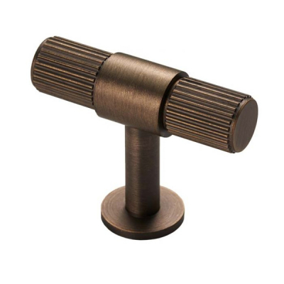 Lines T-bar Knob 50mm - Antique Brass