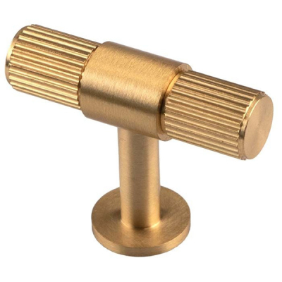 Lines T-bar Knob 50mm - Satin Brass