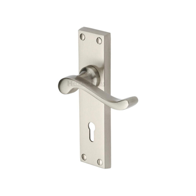 Scroll Lever Lock Handle Set - Satin Nickel