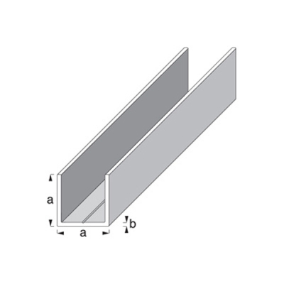 Square U Profile 1m x 15.5mm x 1.5mm - Silver Anodised Aluminium