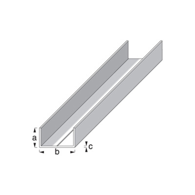 U Profile 1m x 11.5mm x 19.5mm x 1.5mm - Silver Anodised Aluminium