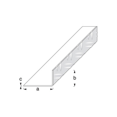 Unequal Sided Angle 1m x 53.6mm x 29.5mm (Checkerplate) - Aluminium