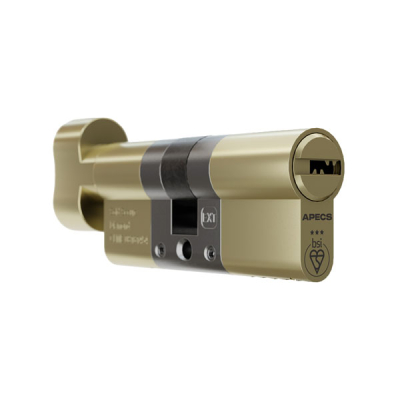 40/50 (Ext/Int) 3* Euro Cylinder / Thumbturn KD - Satin Brass