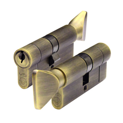 30/30 Euro Cylinder / Thumbturn KD - Antique Brass
