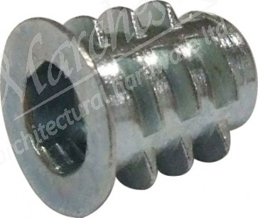 Screw-in sleeve,  M6 internal thread, for ø 7.5 mm hole, hexagonal socket head, galvanized steel alloy