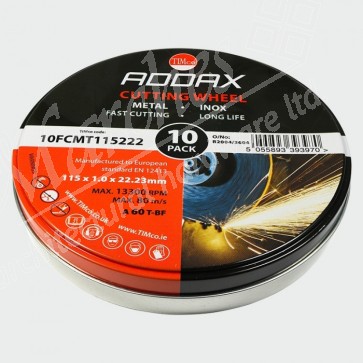 115 x 1 x 22mmØ Addax Flat Discs - For Cutting (Pack of 10)