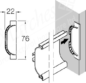 End Cap Grey Plastic 76x22mm