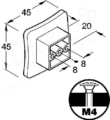 Square Knob 45x45mm Brush Nickel