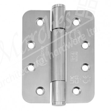 102 x 76 x 3mm Concealed Bearing Radius Hinge Satin Stainless Steel (SSS, Grade 304) - Pair