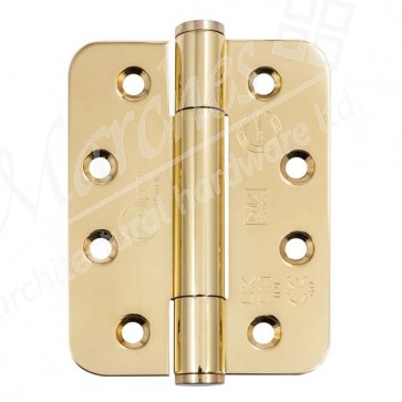 102 x 76 x 3mm Concealed Bearing Radius Hinge Polished Brass (Grade 201) - Pair