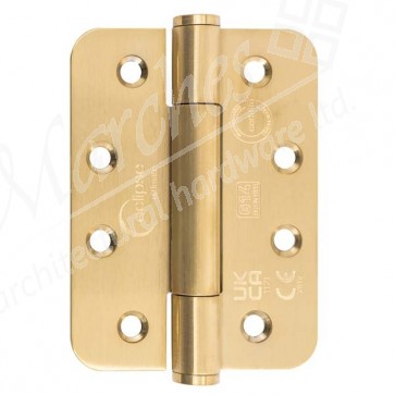 102 x 76 x 3mm Concealed Bearing Radius Hinge Satin Brass (Grade 201) - Pair