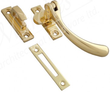 Bulb End Casement Window Fastener - Polished Brass