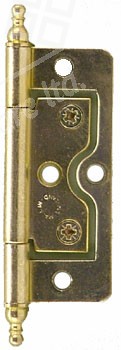 3” Finial Flush Steel Hinge Brass Plated (pair)