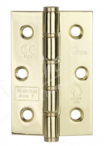 3" Washered Butt Hinge (Pair) - Brass Plated