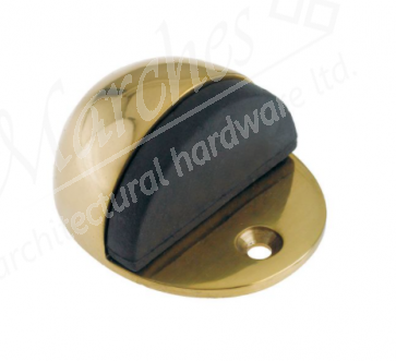 Oval Door Stop - Floor Mounted (40 x 48mm) - Polished Brass