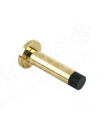 Cylinder Door Stop with Rose 70mm - Polished Brass