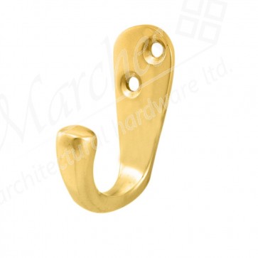 Victorian Robe Hook 46mm - Polished Brass