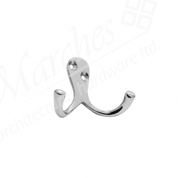 Victorian Double Robe Hook - Polished Chrome