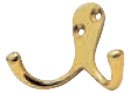 Victorian Double Robe Hook - Polished Brass