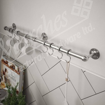 19mm x 1000mm Round Utensil Rail Kit - Brushed Stainless Steel