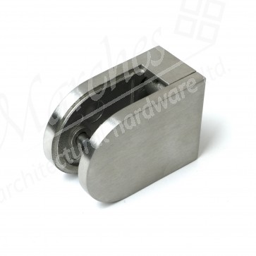 63 x 45mm D Shaped Glass Clamp (10mm & 12mm Glass) - Satin SS (Grade 304)