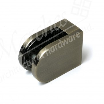 63 x 45mm D Shaped Glass Clamp (10mm Glass) - Antique Brass