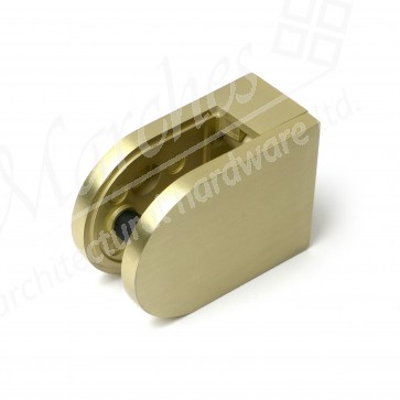 63 x 45mm D Shaped Glass Clamp (10mm Glass) - Satin Brass