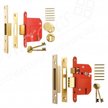 2.5" (64mm) Fortress Deadlock & Sashlock K/A (Pair) - Brass