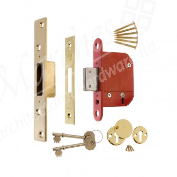 British Standard High Security Fortress 5 Lever Deadlock 64mm - Brass