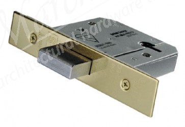 British Standard 5 Lever Deadlock 64mm Keyed Alike - PVD Brass