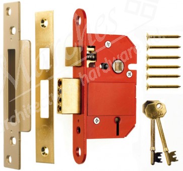 British Standard High Security Fortress 5 Lever Sashlock 76mm - Brass