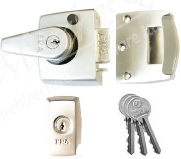 British Standard Security Night Latch 40mm Backset - Satin Chrome