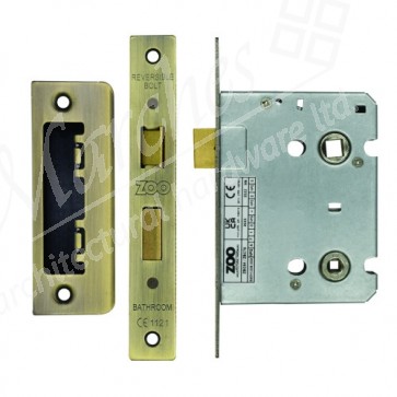 3" Bathroom Mortice Lock - Antique Brass