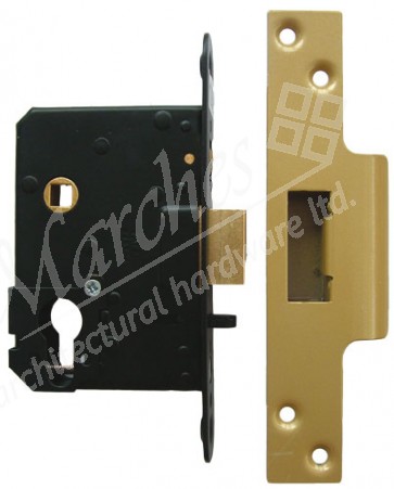 Euro Fire/Hotel Lock 76mm - Polished Brass