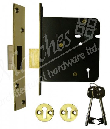 5 Lever Mortice Dead Lock 4" - Polished Brass