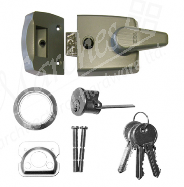 60mm Night Latch - Satin Case & Satin Cylinder